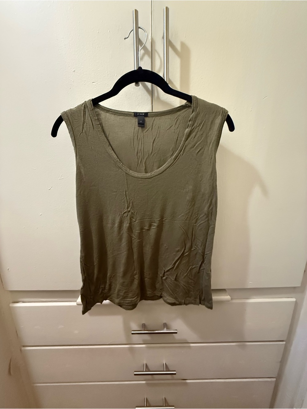 Sleeveless Olive Green Scoop Neck Tank Top